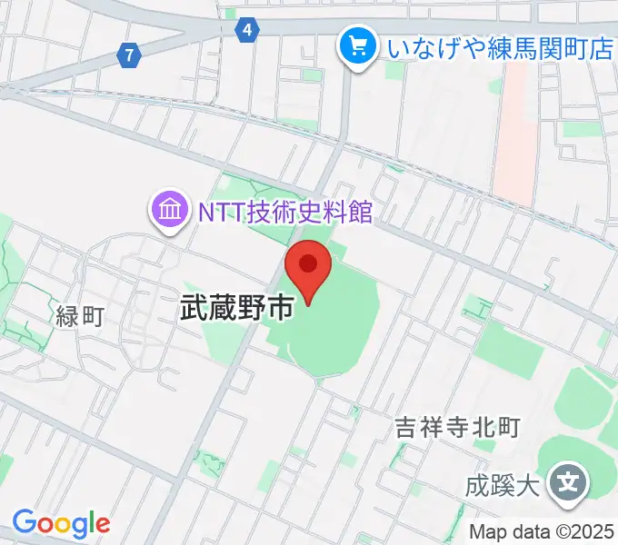 武蔵野陸上競技場の地図
