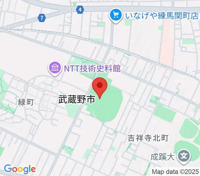 武蔵野陸上競技場の地図