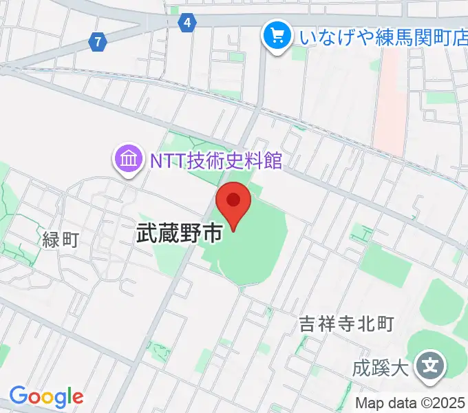 武蔵野陸上競技場の地図