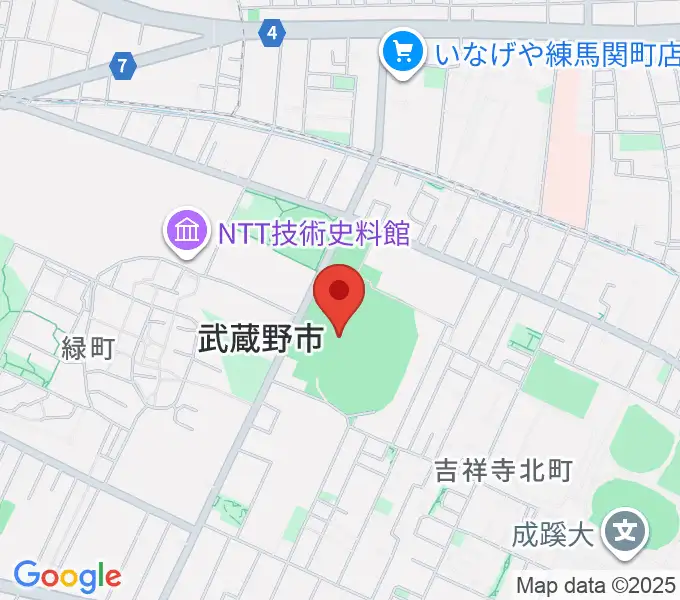 武蔵野陸上競技場の地図
