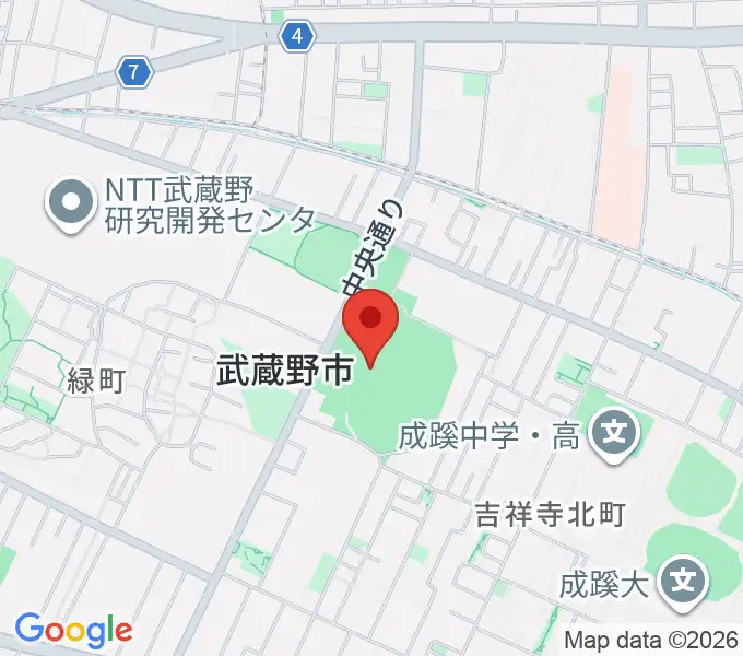 武蔵野陸上競技場の地図