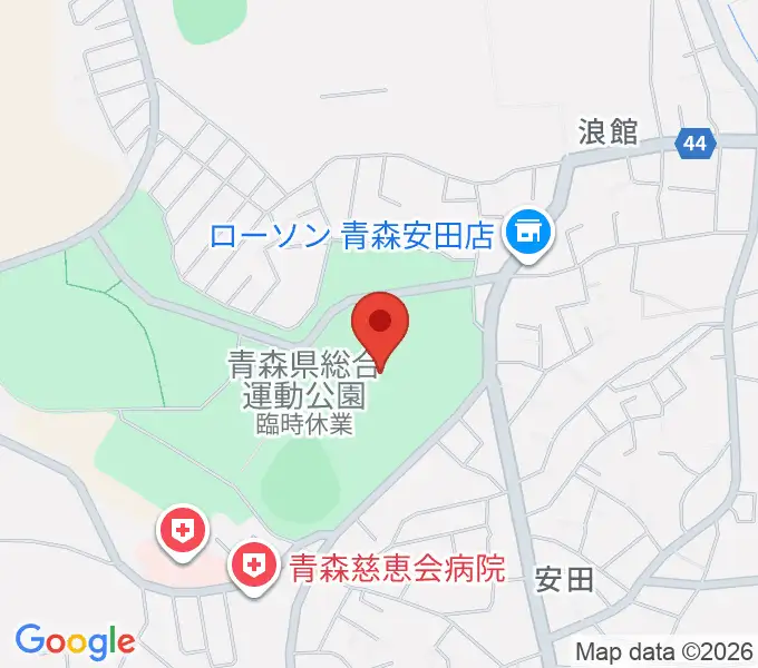 青森県総合運動公園 旧陸上競技場・旧補助競技場の地図