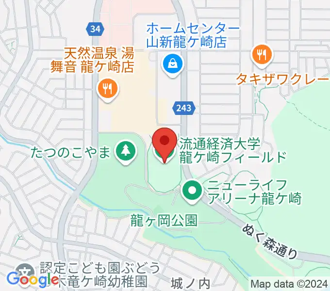 流通経済大学龍ケ崎フィールド（たつのこフィールド）の地図