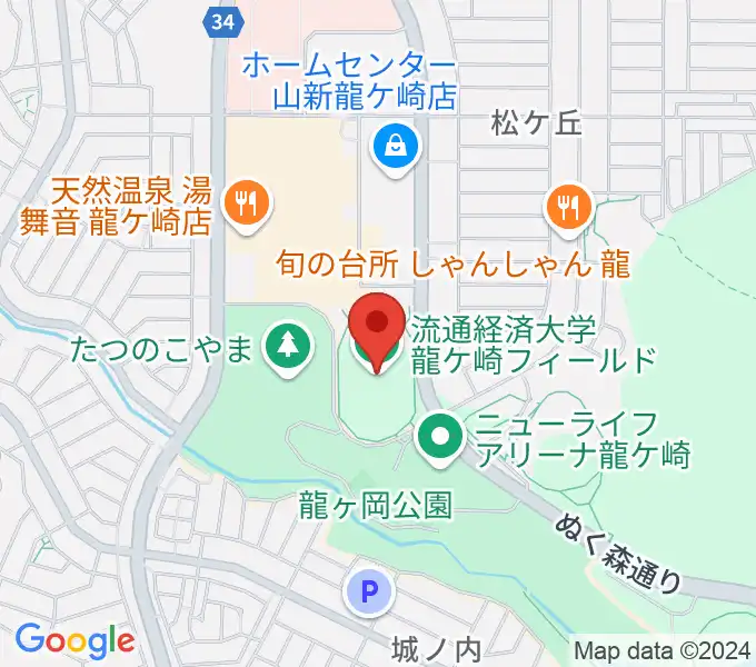 流通経済大学龍ケ崎フィールド（たつのこフィールド）の地図