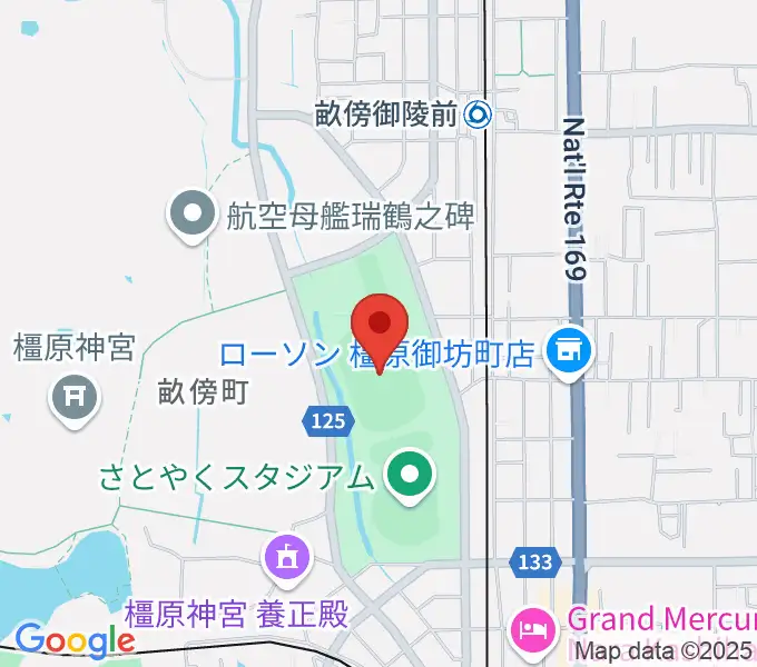 橿原公苑陸上競技場の地図