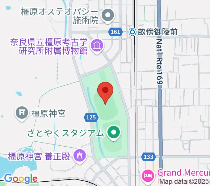 橿原公苑陸上競技場の地図