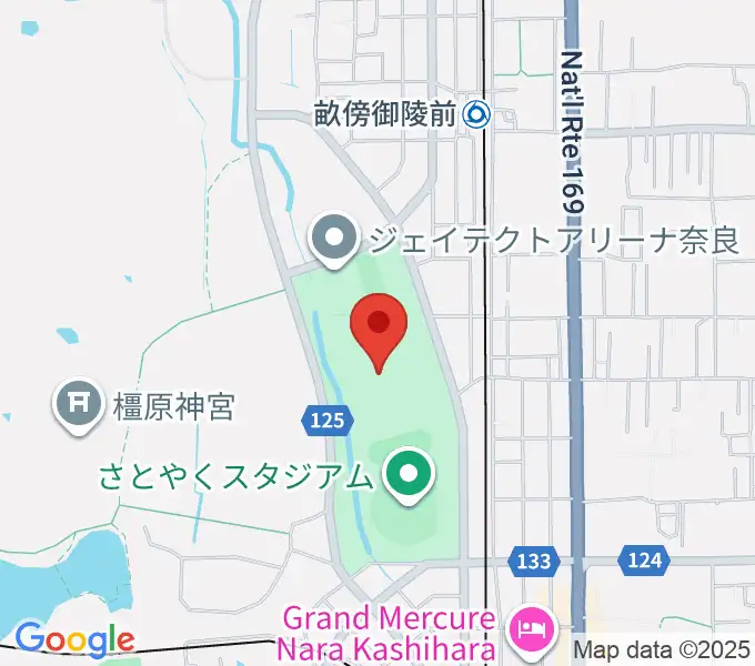橿原公苑陸上競技場の地図