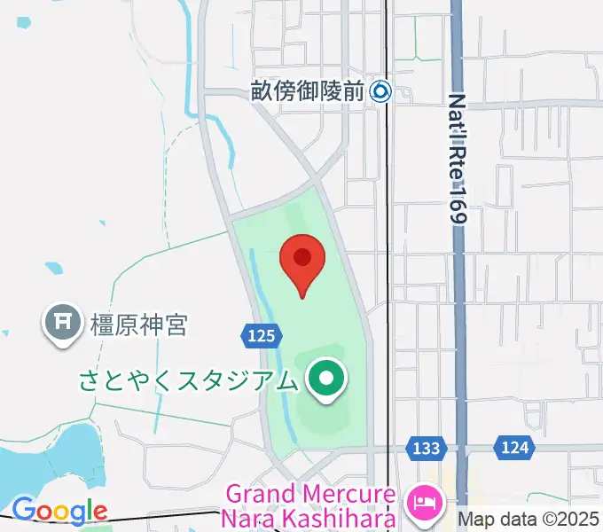 橿原公苑陸上競技場の地図