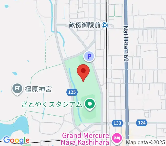 橿原公苑陸上競技場の地図