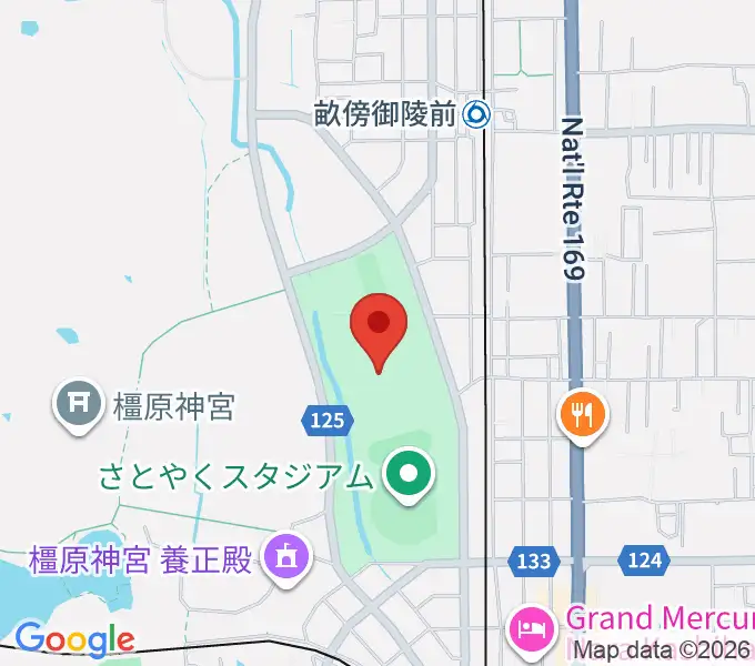 橿原公苑陸上競技場の地図
