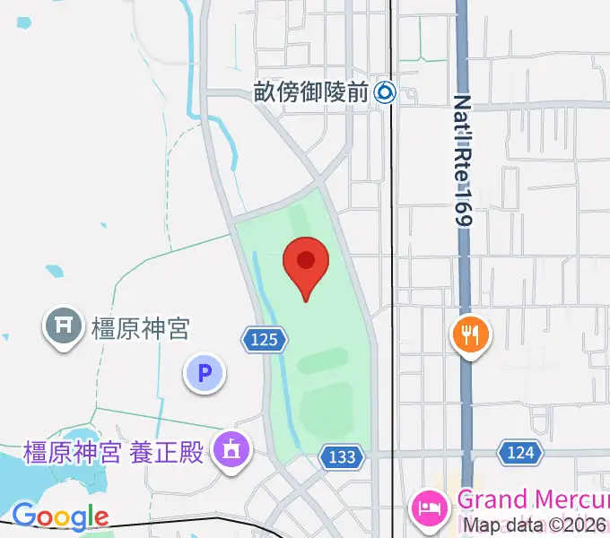 橿原公苑陸上競技場の地図