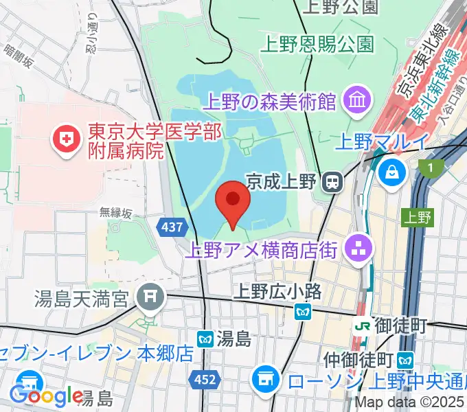 上野恩賜公園野外ステージの地図