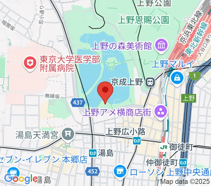 上野恩賜公園野外ステージの地図