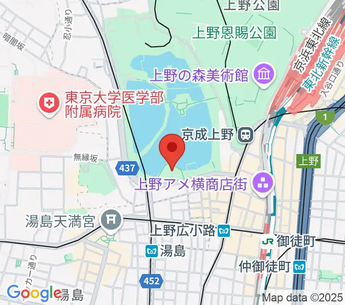 上野恩賜公園野外ステージの地図