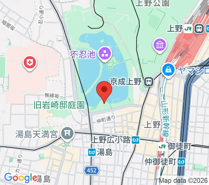 上野恩賜公園野外ステージの地図