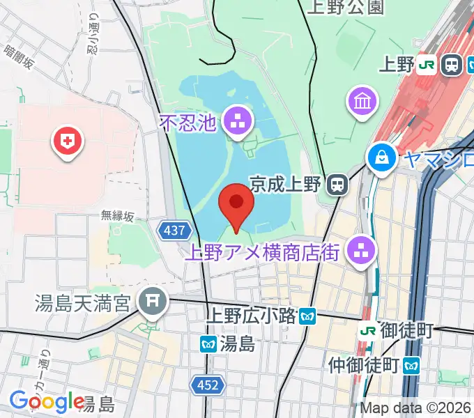 上野恩賜公園野外ステージの地図