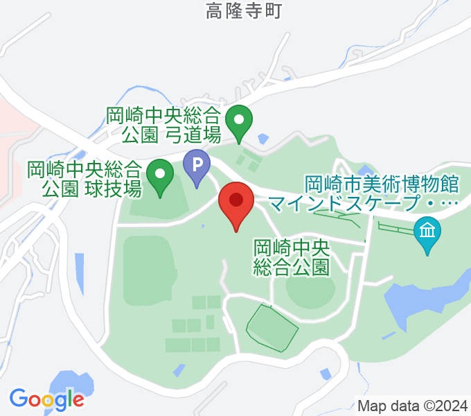 岡崎中央総合公園 武道館の場所