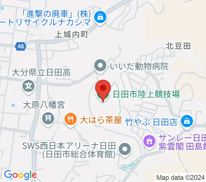 日田市陸上競技場の地図