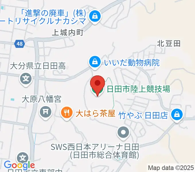 日田市陸上競技場の地図