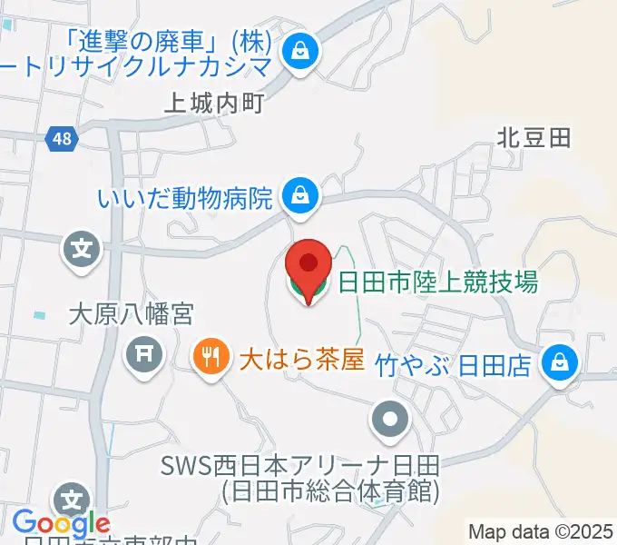 日田市陸上競技場の地図