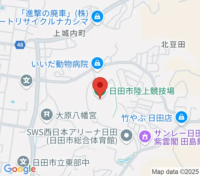 日田市陸上競技場の地図