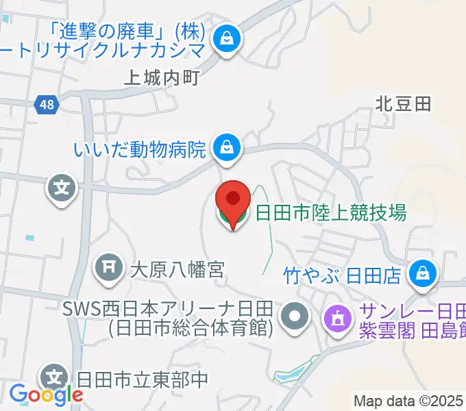 日田市陸上競技場の地図
