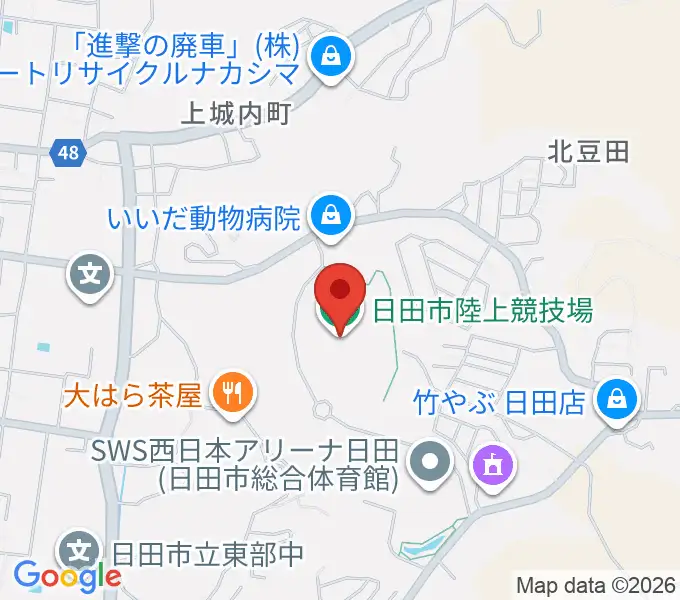 日田市陸上競技場の地図