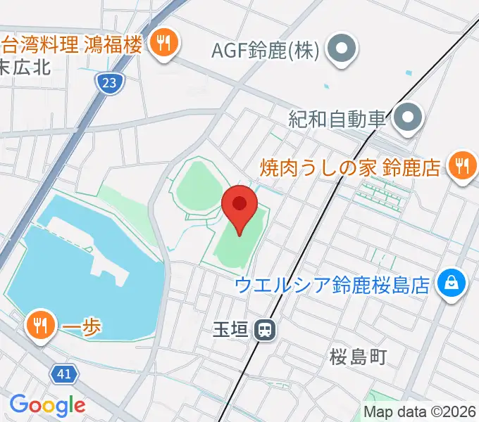AGF鈴鹿陸上競技場の地図