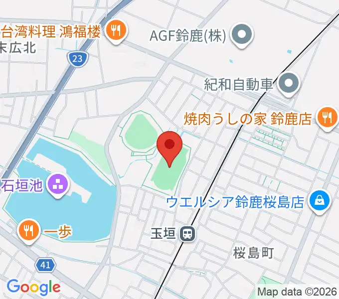 AGF鈴鹿陸上競技場の地図