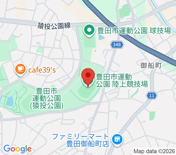 豊田市運動公園陸上競技場の地図