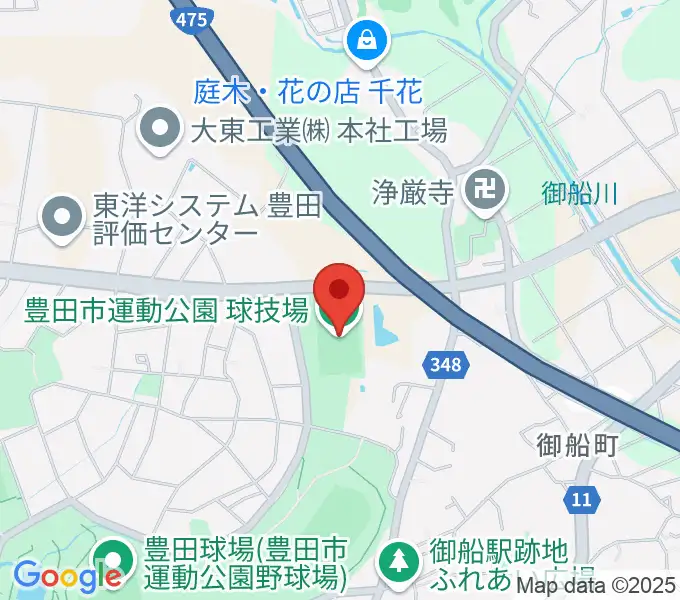 豊田市運動公園球技場の地図