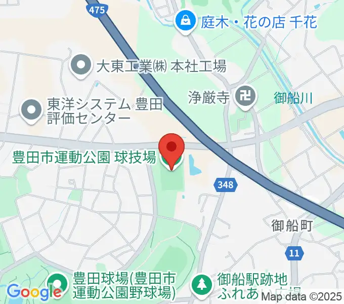 豊田市運動公園球技場の地図