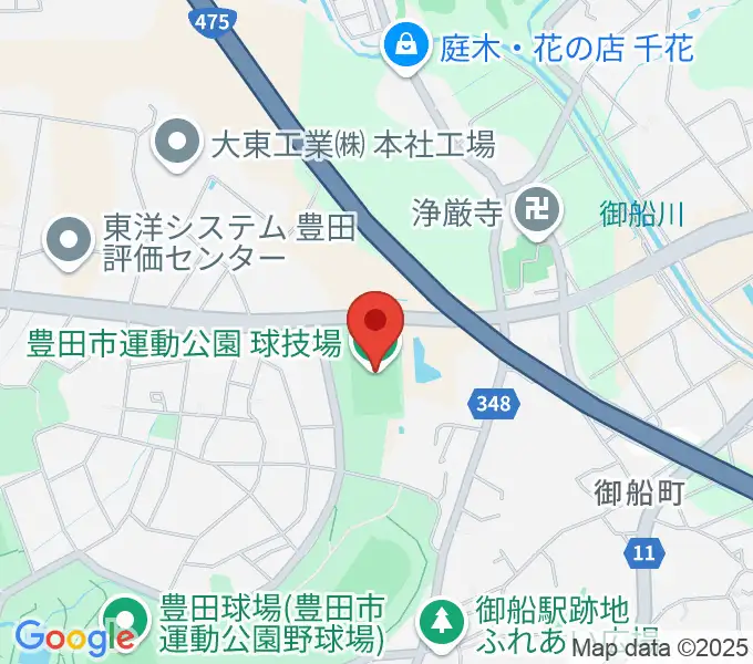 豊田市運動公園球技場の地図
