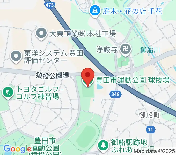 豊田市運動公園球技場の地図