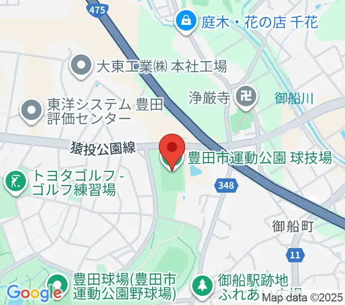 豊田市運動公園球技場の地図