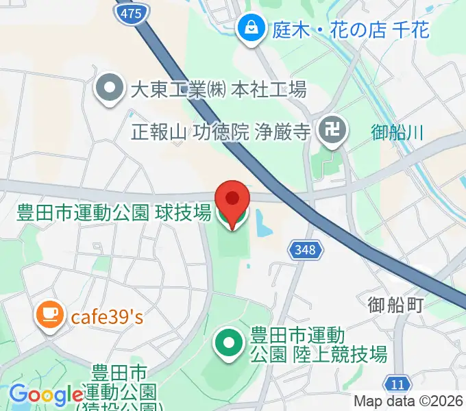 豊田市運動公園球技場の地図