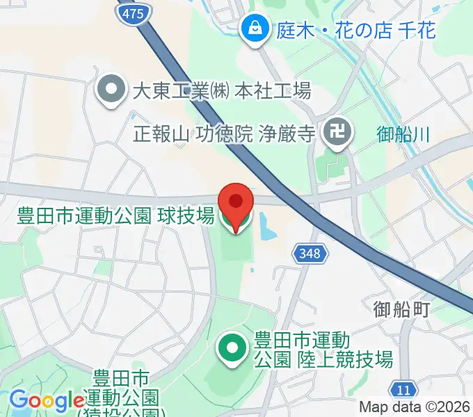豊田市運動公園球技場の地図