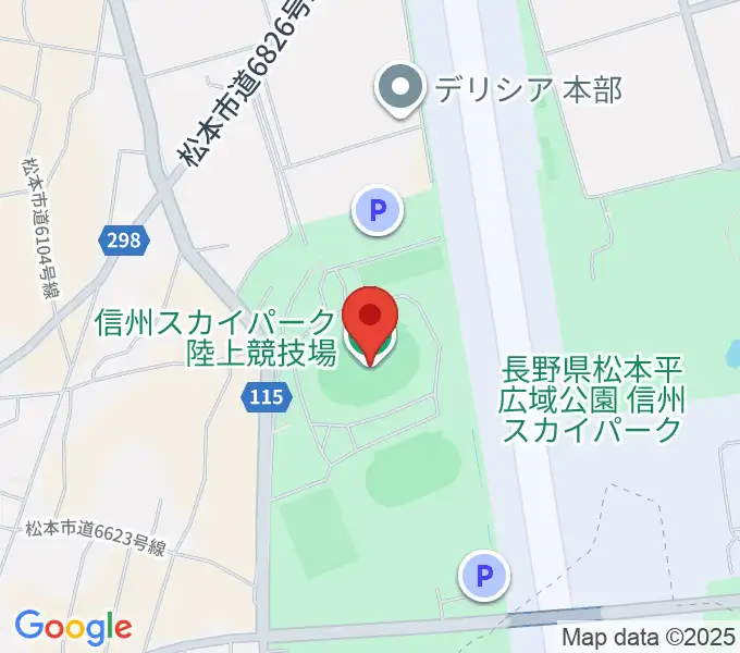 松本平広域公園 陸上競技場の地図
