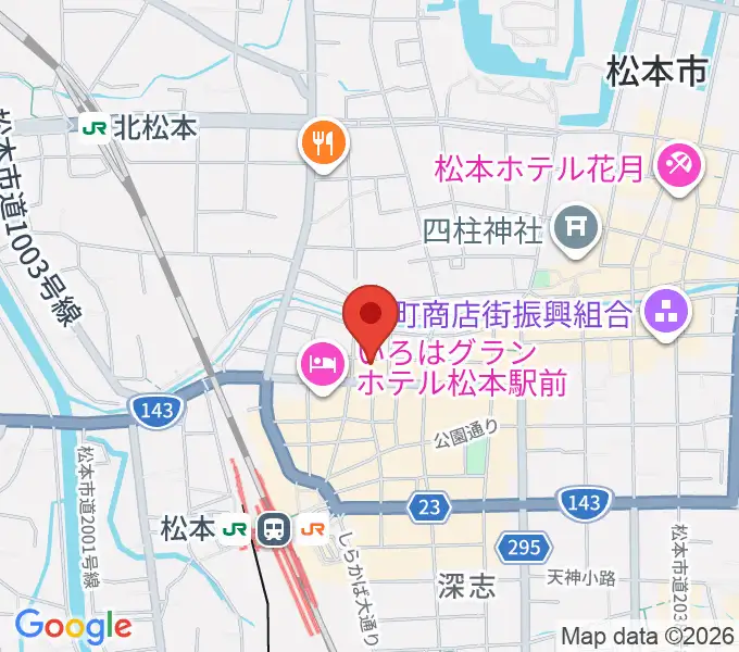 松本市中央公民館・Mウイングの地図