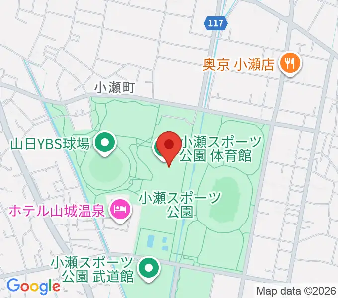 小瀬スポーツ公園体育館の地図