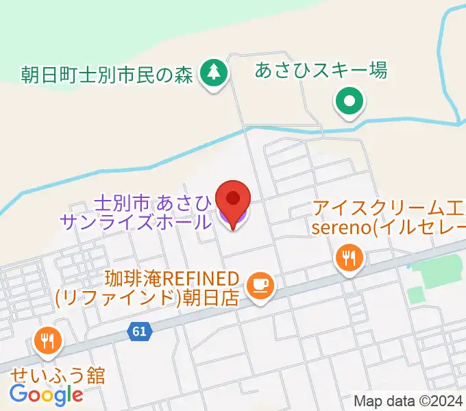 士別市あさひサンライズホールの地図