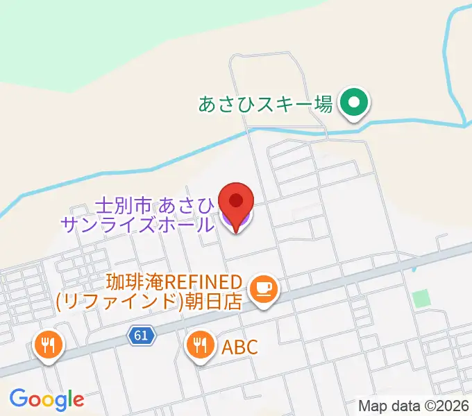 士別市あさひサンライズホールの地図