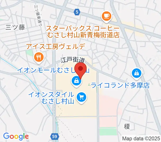 島村楽器 イオンモールむさし村山店の地図