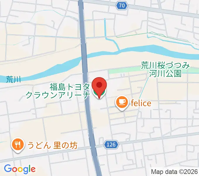 福島トヨタクラウンアリーナの地図