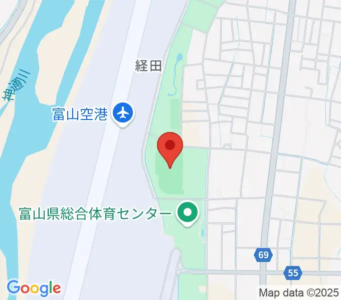 富山県空港スポーツ緑地 陸上競技場の地図