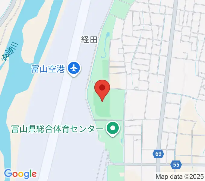 富山県空港スポーツ緑地 陸上競技場の地図