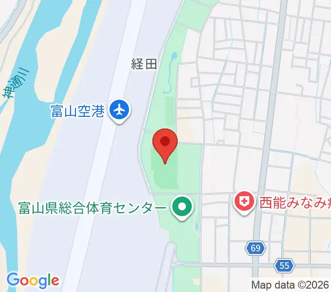 富山県空港スポーツ緑地 陸上競技場の地図