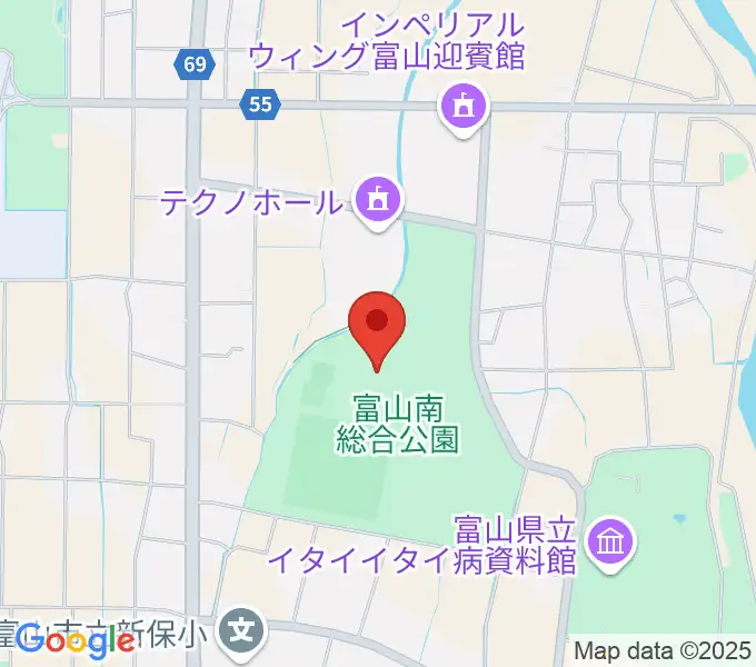 富山市南総合公園体育文化センターの地図