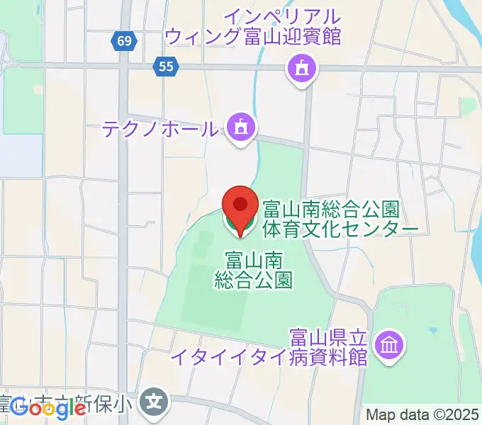 富山市南総合公園体育文化センターの地図