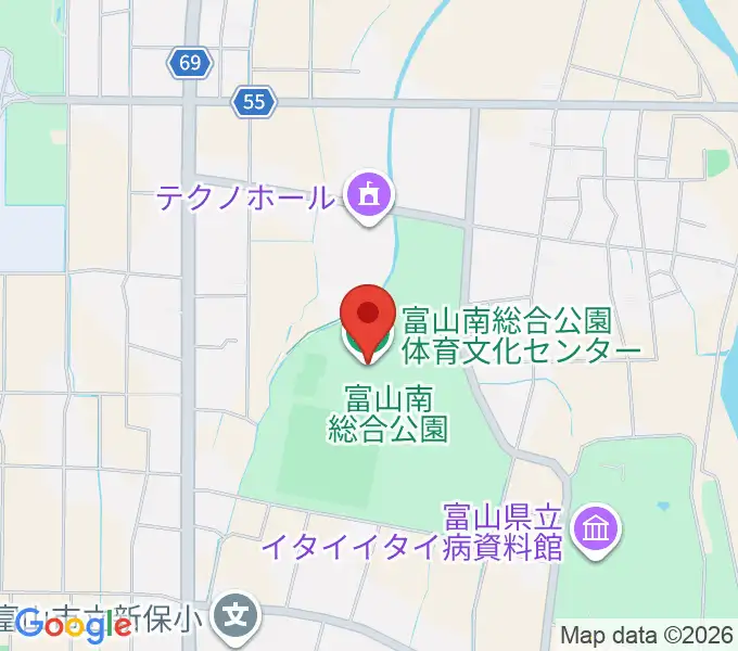富山市南総合公園体育文化センターの地図